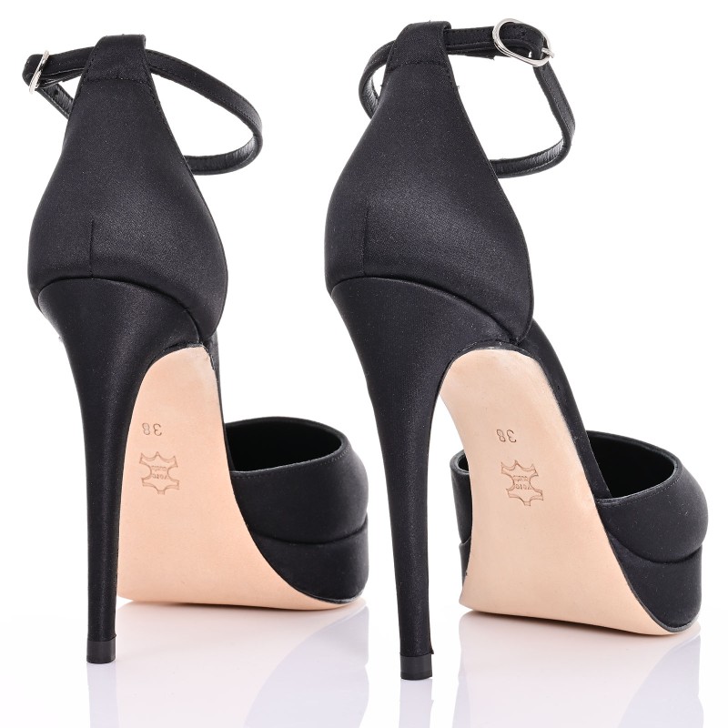 Women Black Satin Pumps