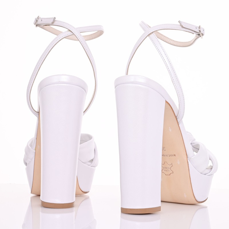 Bridal Sandals White Pearl Leather