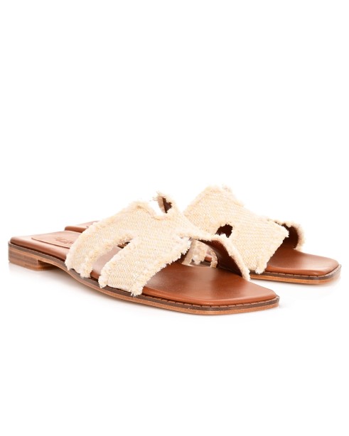 Women's Sandals Flats Camel Leather