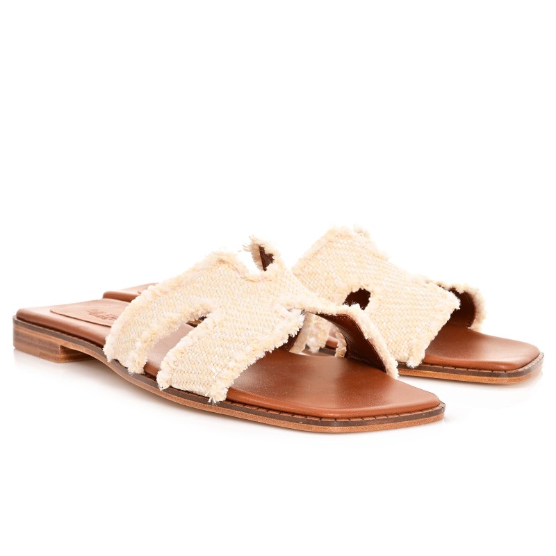 Women's Sandals Flats Camel Leather