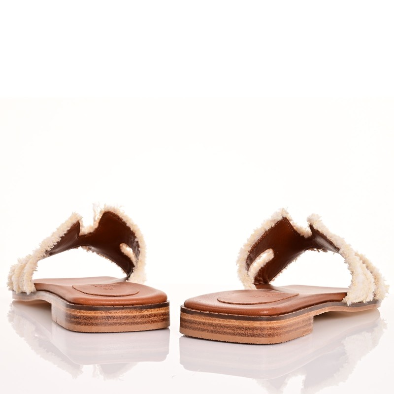 Women's Sandals Flats Camel Leather