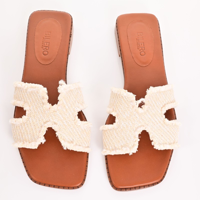 Women's Sandals Flats Camel Leather
