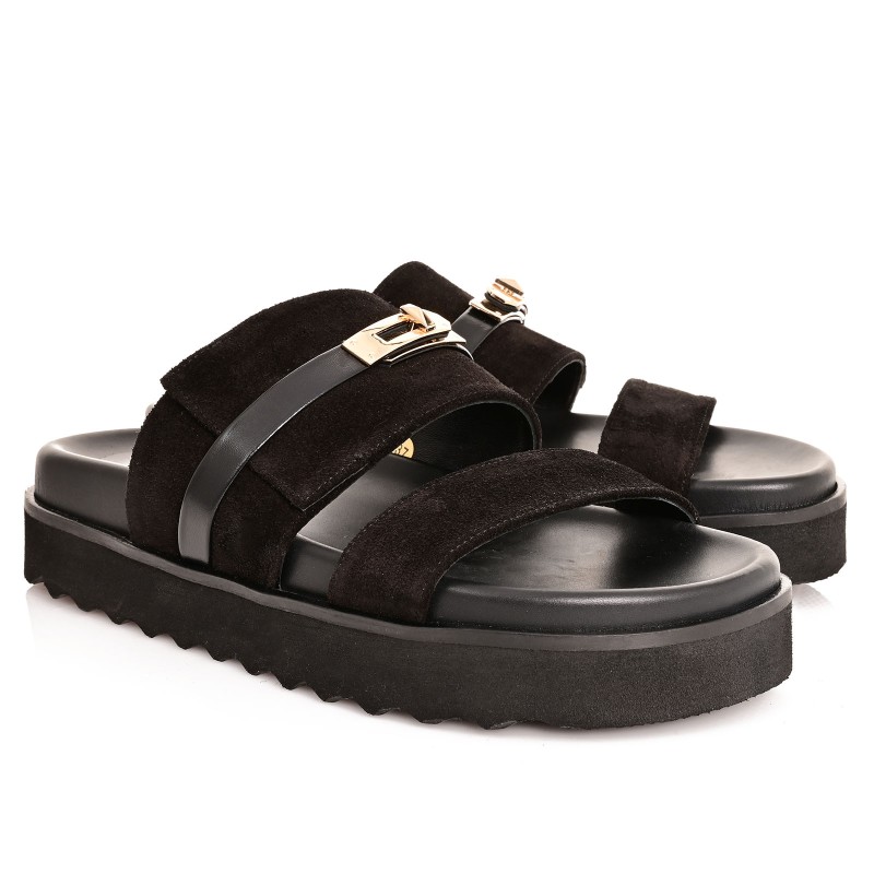 Women's Black Suede Sandals