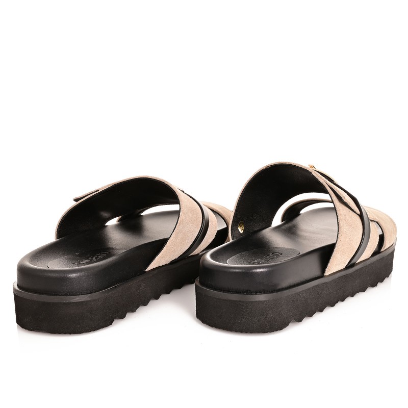 Women's Beige Suede Leather Sandals