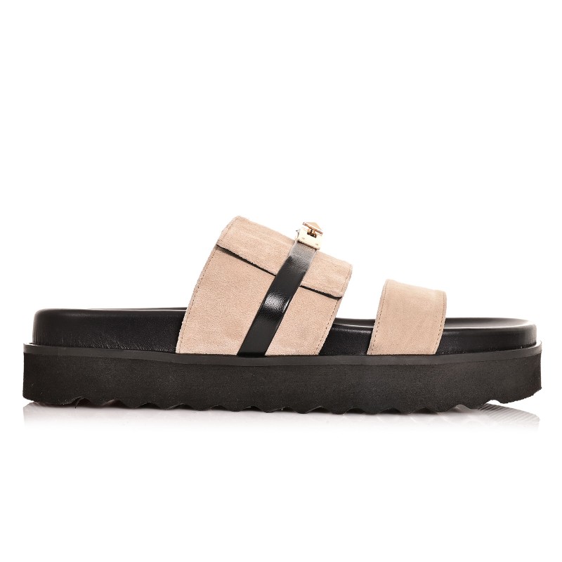 Women's Beige Suede Leather Sandals