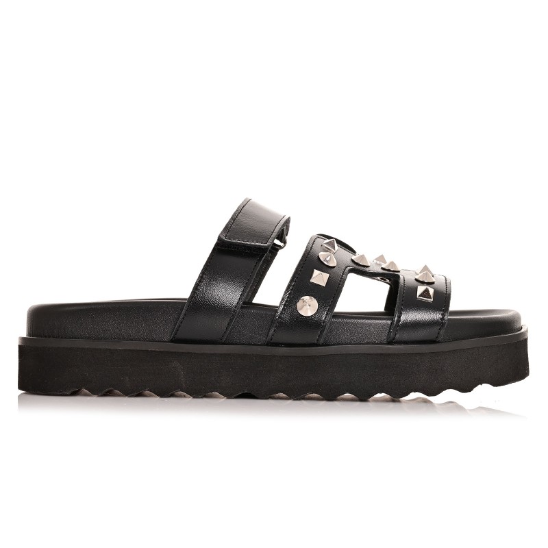 Women's Black Leather Sandals