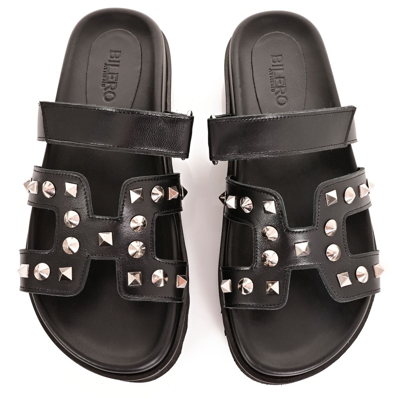 Women's Black Leather Sandals