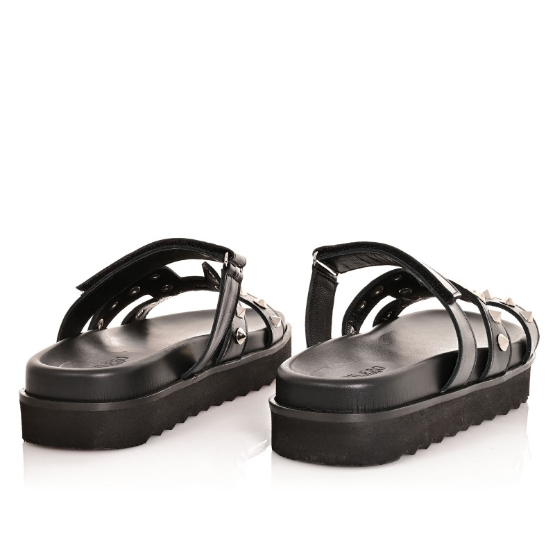 Women's Black Leather Sandals