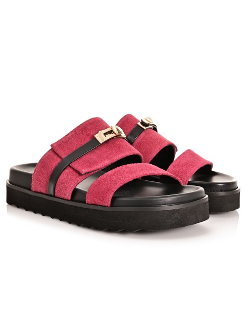 Women's Sandals Burgundy Suede Leather