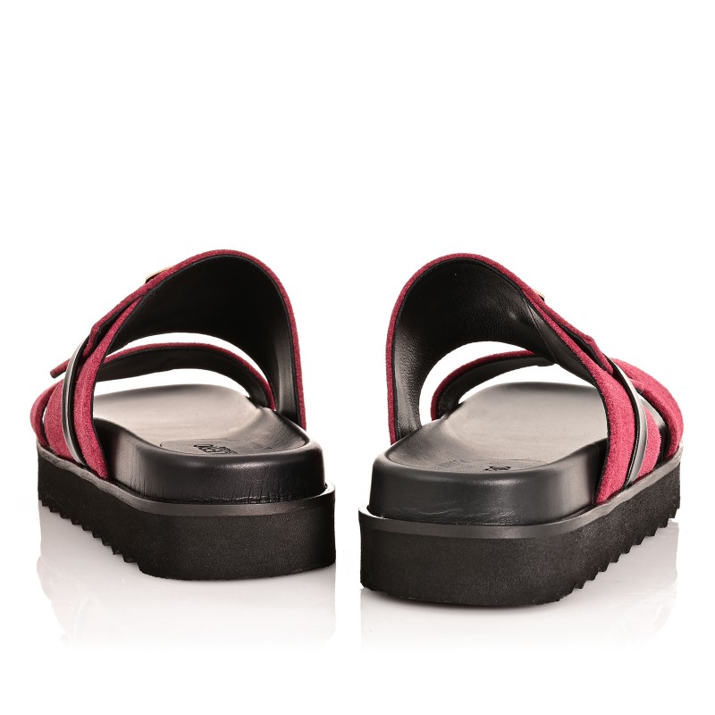 Women's Sandals Burgundy Suede Leather