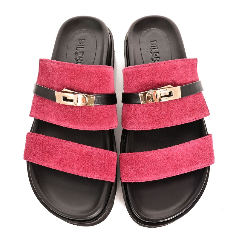 Women's Sandals Burgundy Suede Leather