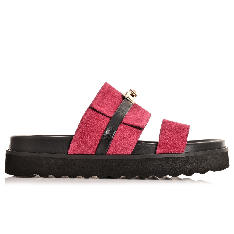 Women's Sandals Burgundy Suede Leather