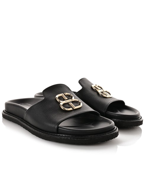 Women's Black Leather Sandals