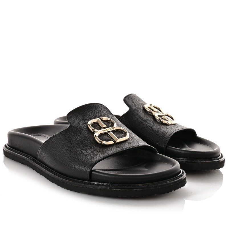 Women's Black Leather Sandals