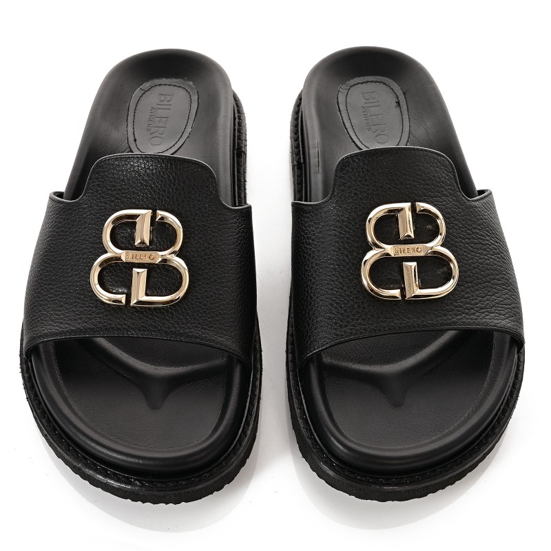 Women's Black Leather Sandals