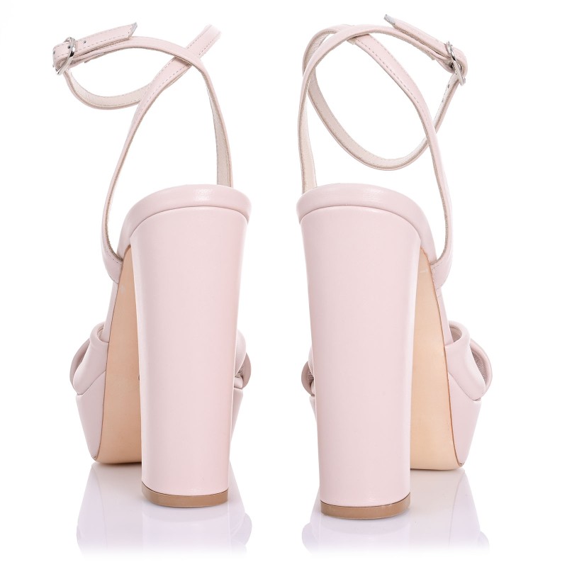Pink Leather Bridal Sandals