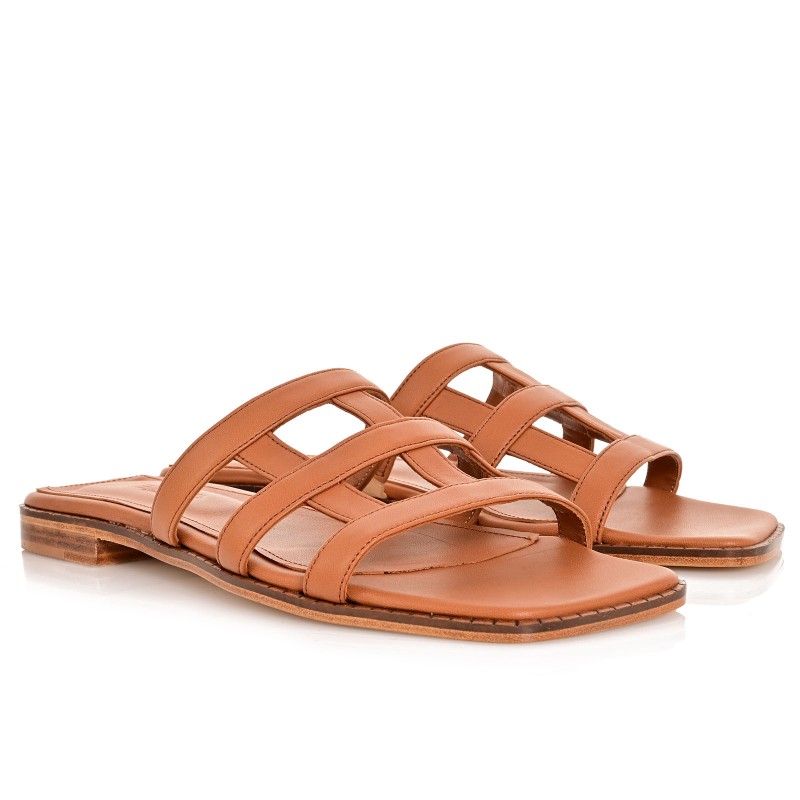 Women's Camel Leather Sandals
