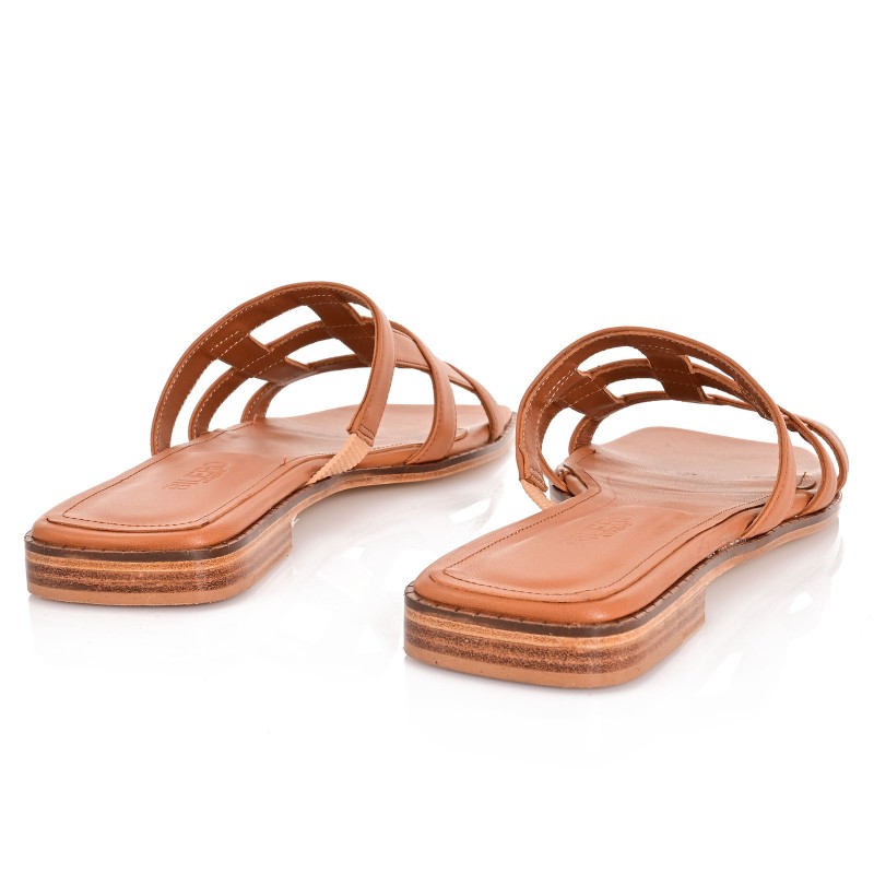 Women's Camel Leather Sandals