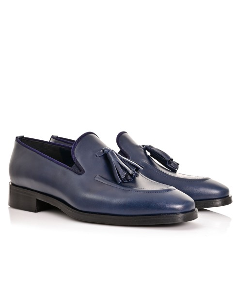 Men Shoes Blue Leather