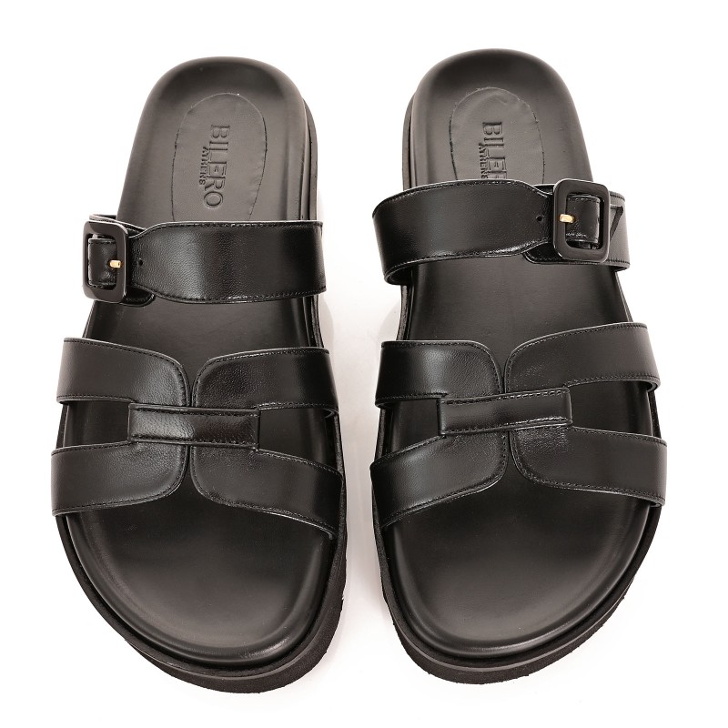 Women's Black Leather Sandals