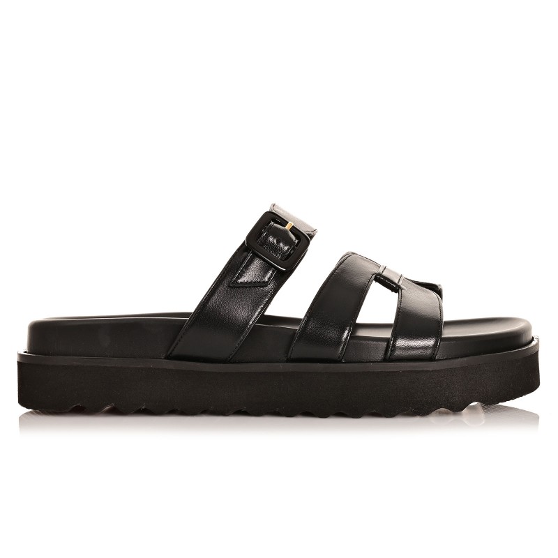 Women's Black Leather Sandals