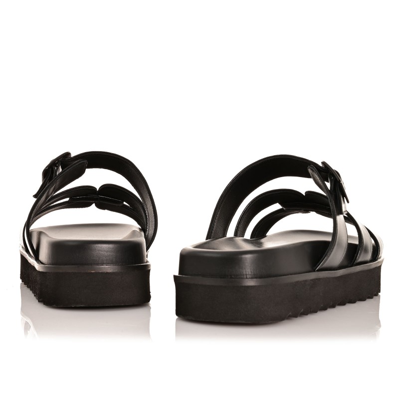 Women's Black Leather Sandals
