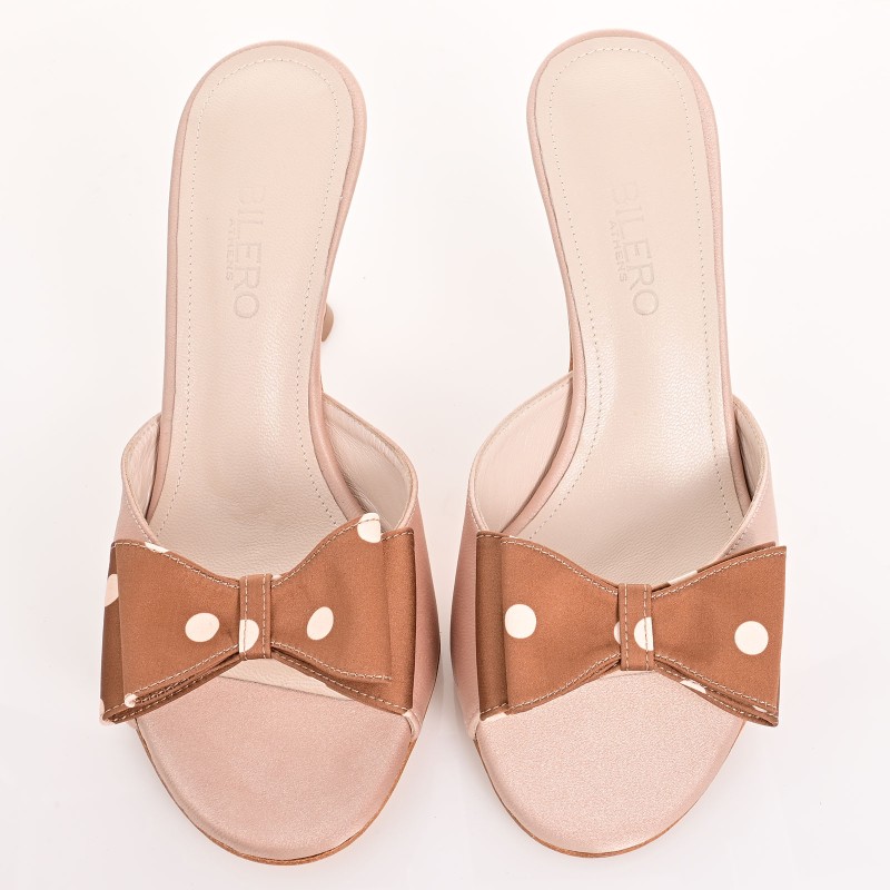 Women's Mules Beige Satin