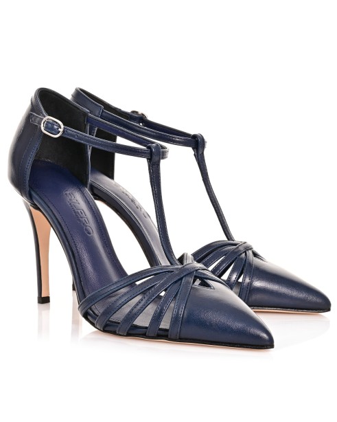Women's Blue Leather Pumps
