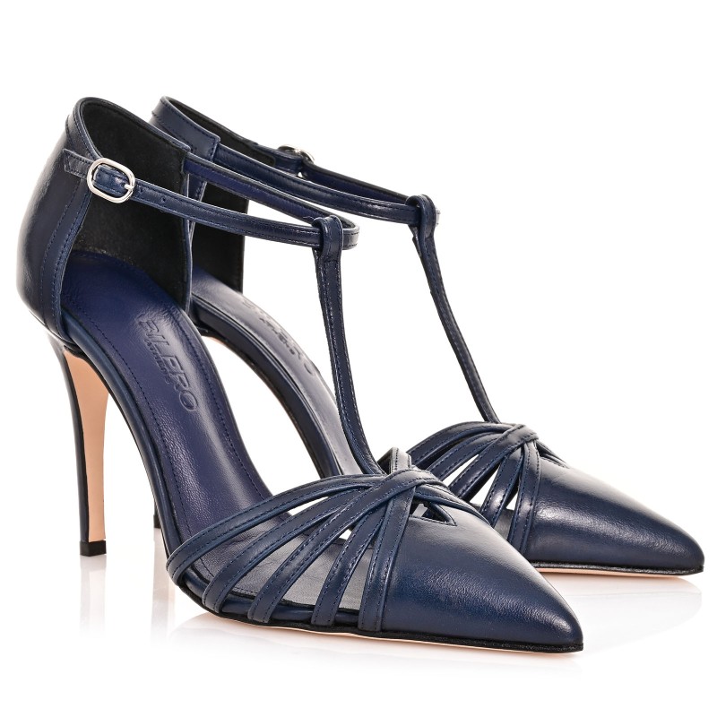 Women's Blue Leather Pumps