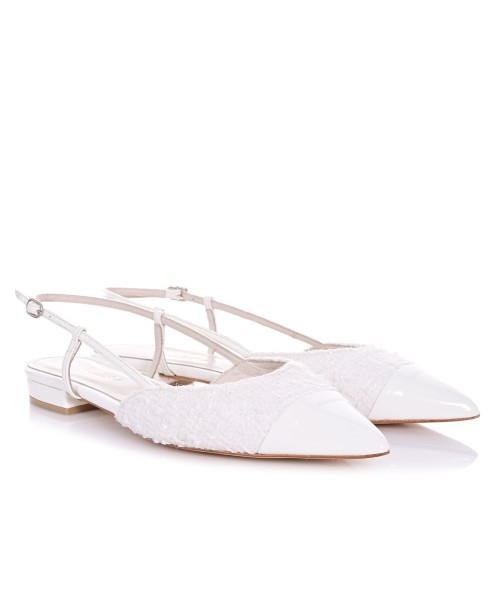 Women White Leather Ballerinas