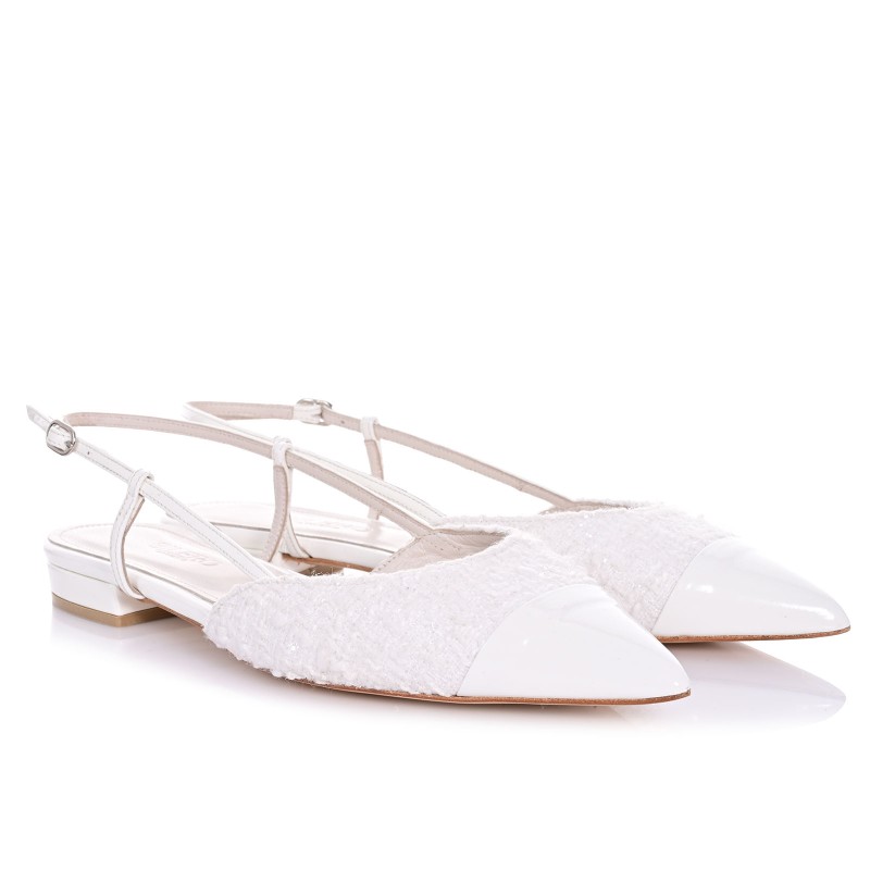 Women White Leather Ballerinas