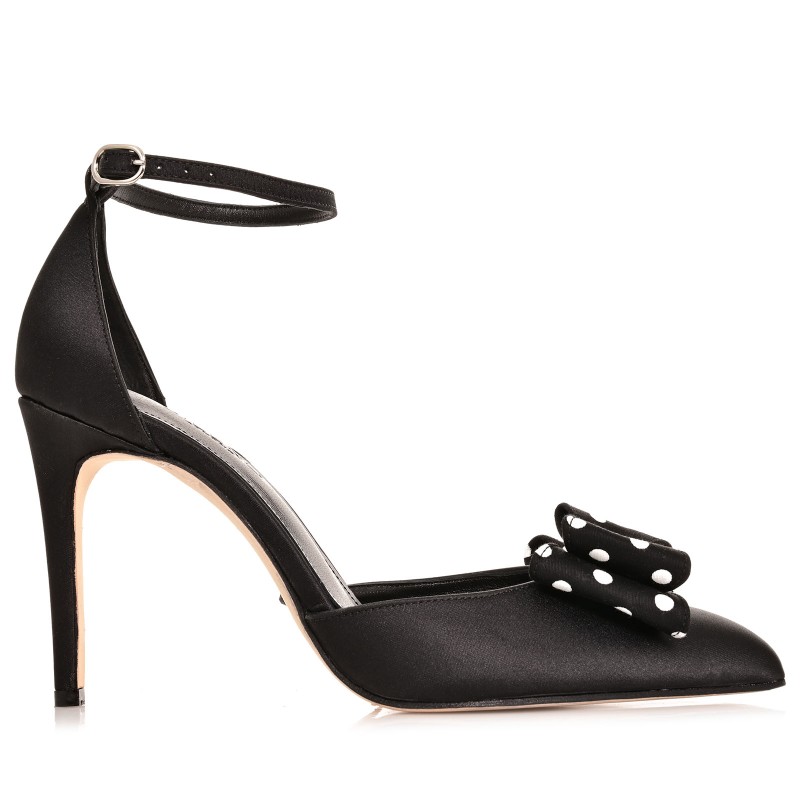 Women Black Satin Heels