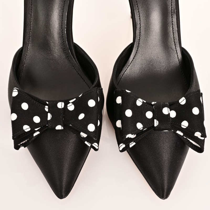 Women Black Satin Heels