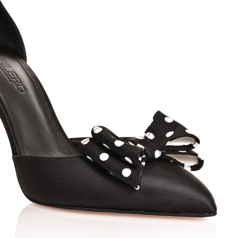 Women Black Satin Heels