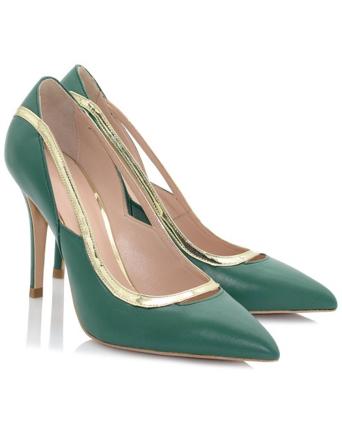 Green Leather Pumps