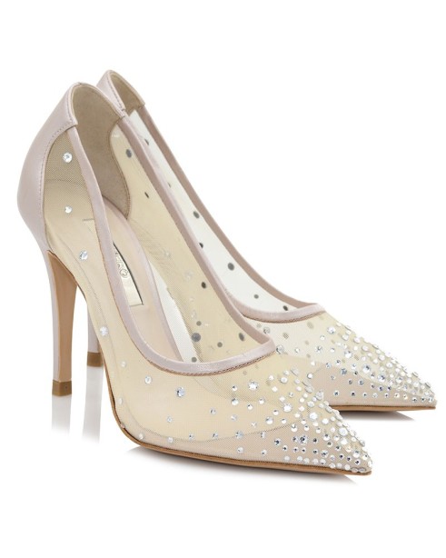 Pink Leather Pumps Strass
