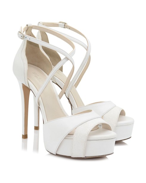 Bridal Sandals White Pearl Leather
