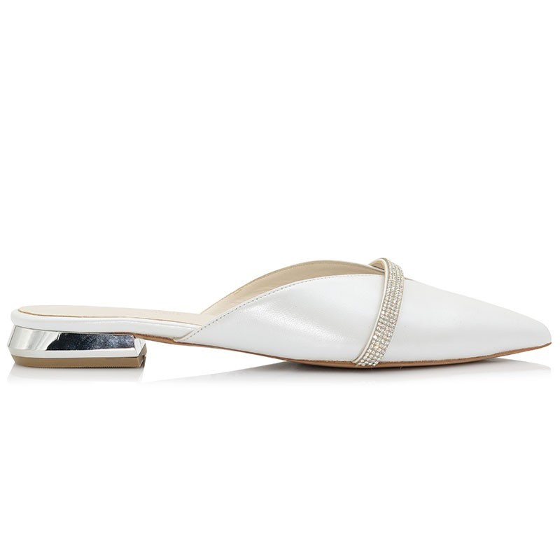 White Leather Mules