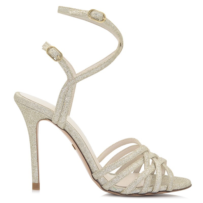 Bridal Sandals Gold Glitter