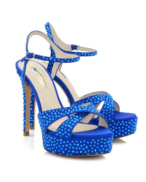 Blue Satin Sandals