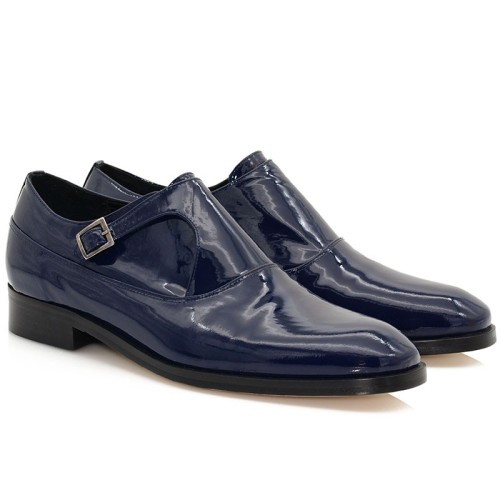 Men's Blue Patent Leather Wedding Shoes