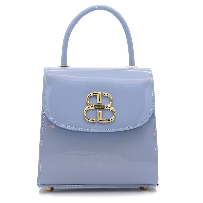 Baby blue leather patent women bags
