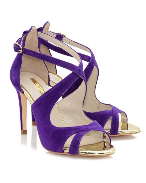 Sandals Purple Leather Suede