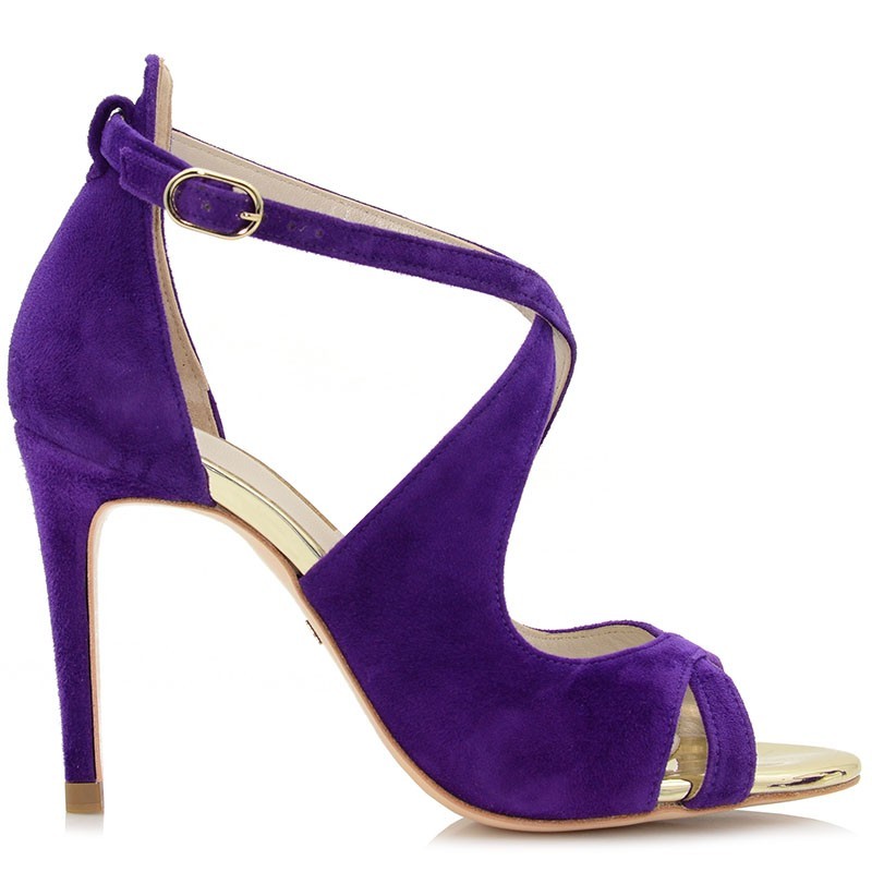 Sandals Purple Leather Suede