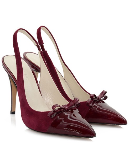 Women's Burgundy Suede Leather Pumps