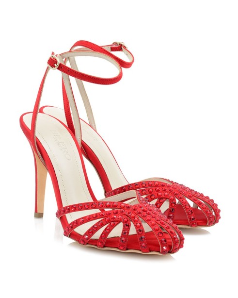 Women Sandals Red Satin
