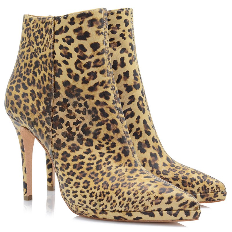 Women Boots Leopard Leather