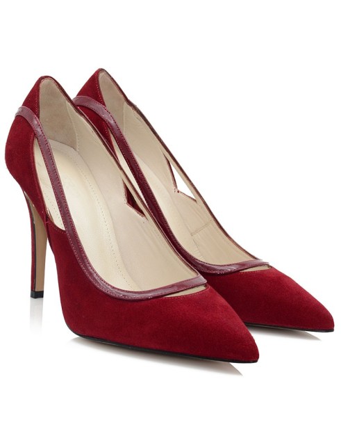 Bordeaux Leather Suede Pumps