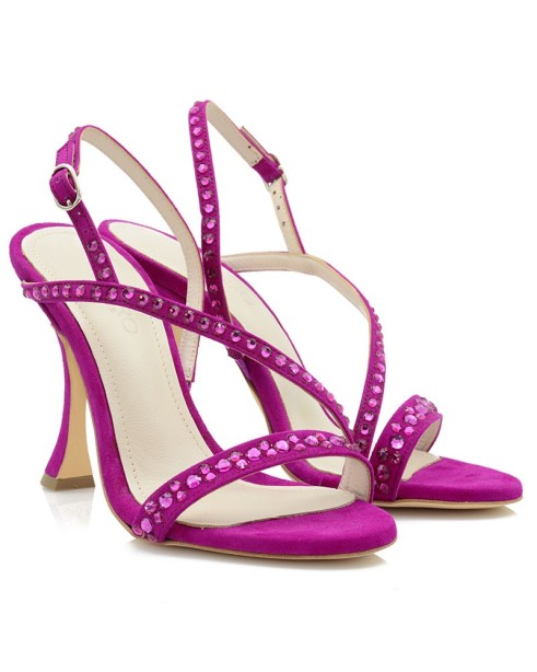 Women's Sandals Fuchsia Suede Leather