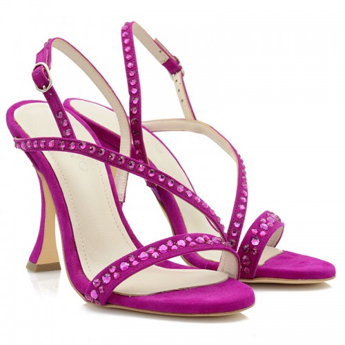 Women's Sandals Fuchsia Suede Leather